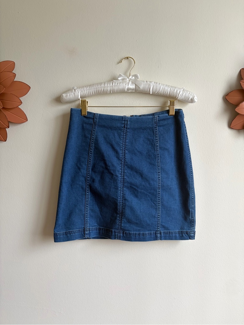 Free People Dark Blue Denim Mini Skirt